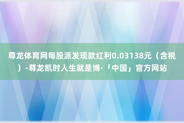 尊龙体育网每股派发现款红利0.03138元（含税）-尊龙凯时人生就是博·「中国」官方网站