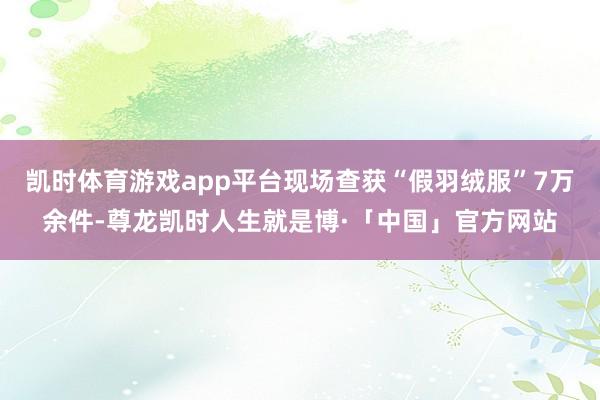 凯时体育游戏app平台现场查获“假羽绒服”7万余件-尊龙凯时人生就是博·「中国」官方网站