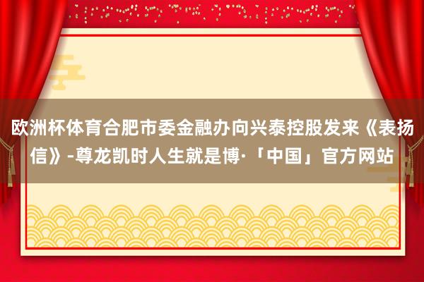 欧洲杯体育合肥市委金融办向兴泰控股发来《表扬信》-尊龙凯时人生就是博·「中国」官方网站