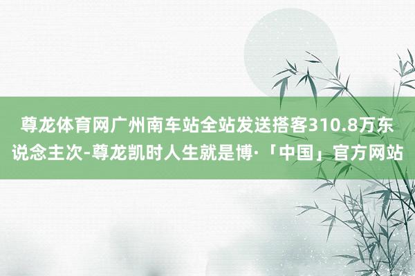 尊龙体育网广州南车站全站发送搭客310.8万东说念主次-尊龙凯时人生就是博·「中国」官方网站